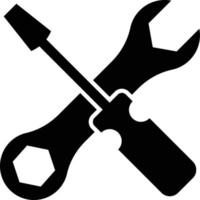 icono de herramienta de llave inglesa, llave inglesa y destornillador vector