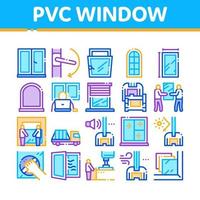 Pvc Window Frames Collection Icons Set Vector