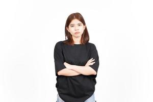 Fold arms with sad or angry face expression Of Beautiful Asian Woman Isolated On White Background photo