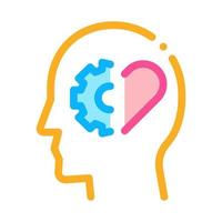 human brain settings and heart icon vector outline illustration