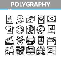 Polygraphy Printing Service Icons Set Vector