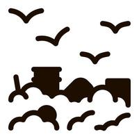 Building Smog And Birds Vector Icon