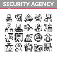 Security Agency Property Protect Icons Set Vector