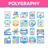 Polygraphy Printing Service Icons Set Vector