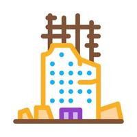 collapse of house to initial foundation icon vector outline illustration