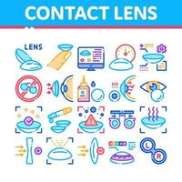 conjunto de iconos de colección de accesorios de lentes de contacto vector