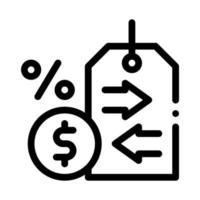 cash interest price tag icon vector outline illustration