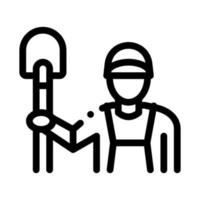 ilustración de contorno de vector de icono de trabajador de pala