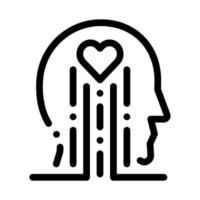 heart and brain work icon vector outline illustration