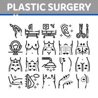 Plastic Surgery Clinic Collection Icons Set Vector