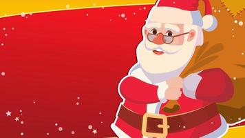 Christmas Sale Banner Template Vector. Cute Xmas Santa Claus. Cartoon Business Brochure Illustration. For Xmas Banner, Brochure, Poster, Discount Offer Advertising vector