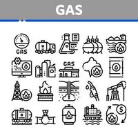 Gas Fuel Industry Collection Icons Set Vector