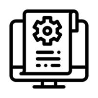 settings documents in computer icon vector outline illustration
