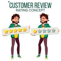 Customer Review Vector. Happy And Unhappy Man User. Positive, Negative Review. Testimonials Messages. Isolated Flat Illustration vector