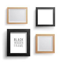 Realistic Photo Frame Vector Set. Collection Of Empty Blank. Realistic Picture Frame On The White Wall. Design Template For Mock Up.