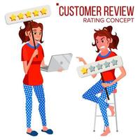 Customer Review Vector. Happy And Unhappy Woman. Review Rating. Testimonials Messages. Store Quality Work. Isolated Flat Cartoon Character Illustration vector