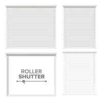 Window With Rolling Shutters Vector. Opened And Closed. Front View. Isolated On White Illustration. vector