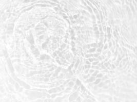 Defocus blurred transparent white colored clear calm water surface texture with splashes and bubbles. Trendy abstract nature background. Water waves in sunlight with copy space. White water shine photo