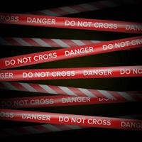 Danger Tape Vector. Red And White Lines. Do Not Cross, Danger, Do Not Enter, Caution. Dark Background vector