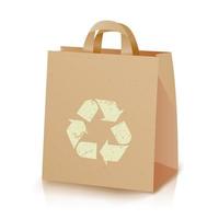 Recycling Bag Vector. Brown Paper Lunch Kraft Bag With Recycling Symbol. Ecologic Craft Package. Isolated Illustration vector