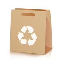 Recycle Shopping Brown Bag. Illustration Of Recycled Brown Shopping Paper Bag With Handles. Recycling Symbol. Isolated Illustration vector