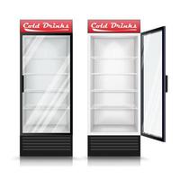 vector de refrigerador realista 3d. refrigerador de puerta de vidrio ilustración aislada
