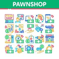 Pawnshop Exchange Collection Icons Set Vector