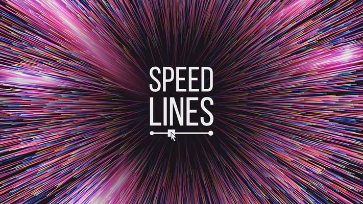 Abstract Speed Lines Vector. Motion Effect. Motion Background. Glowing Neon Composition. Illustration