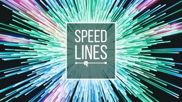 Speed Lines Vector. Power Effect. Beam Background. Radial Moving Colorful Neon Lines. Illustration vector