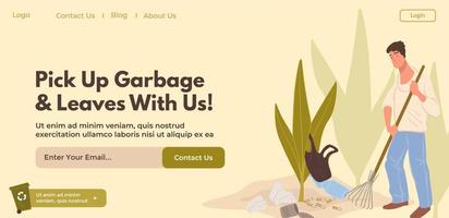 Pick up garbage and leaves with us volunteering vector