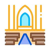 view inside catholic church icon vector outline illustration