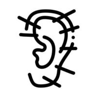 ilustración de contorno de vector de icono de acupuntura de oreja