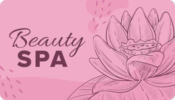 tarjeta de visita de spa de belleza con flor de caligrafía vector