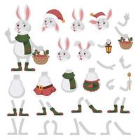 Bunny character, parts of rabbit personage vector