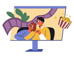 Watching movies in cinema or home online vector