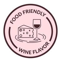 Food friendly wine flavor label for product vector