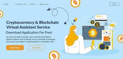 Cryptocurrency and blockchain virtual assistant vector