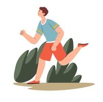 Balanced lifestyle, man running and jogging vector