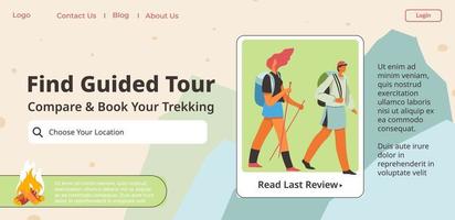 Find guided tour, compare and book trekking web vector