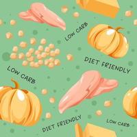 Low carb and diet friendly dishes and products vector