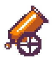 Pixelated cannon, weapon for arcade game design vector