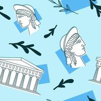 Rome or Greek ancient culture, sculpture pattern vector