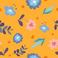 Flowers and leaves branches, seamless pattern vector