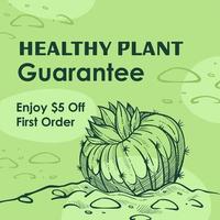 Healthy plant guarantee, florist shop discounts vector