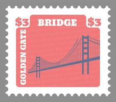 American bridge, golden gate on postmark or card vector