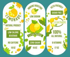 Low calories beverage, natural lemonade drinks vector