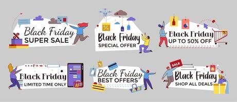 Black friday concept set, special offer element vector