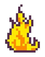 Pixelated flame burning, 8 bit game design vector