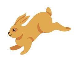 Leaping rabbit, running and jumping hare animal vector