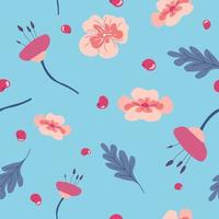 Flowers in blossom and foliage branches pattern vector